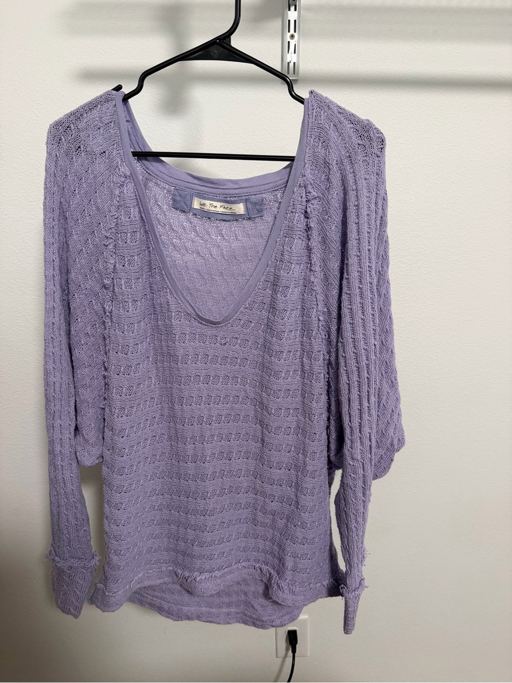 We The Free Lavender Open-Knit Scoop Top
